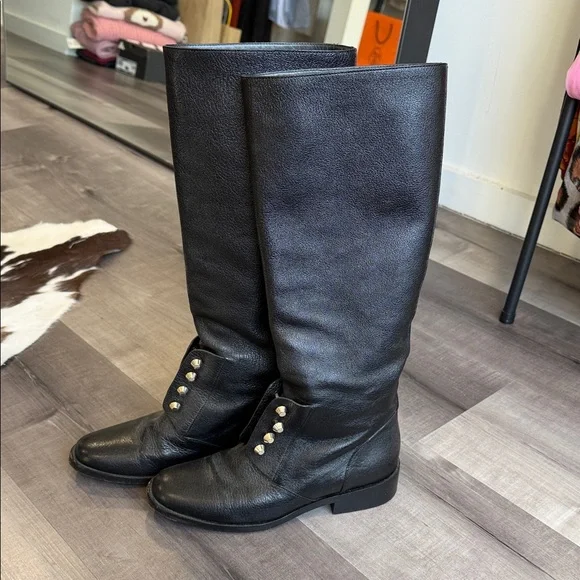 Balenciaga Black Leather Knee-High Boots - Picture 2 of 3